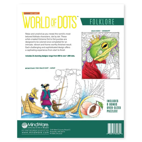 Vista 2 de MindWare World of Dots Folklore Myth and Legend-Themed Connect-The-Dots Coloring Book, 600 to 1,800 Dots per Puzzle, Ages 8+