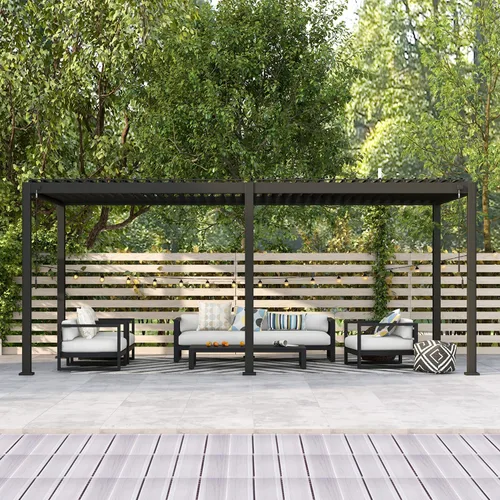 Vista 13 de Mirador 111S - Pérgola con listones redondeada de 10 pies x 10 pies, estructura completa de aluminio, techo ajustable, para exterior, duradera
