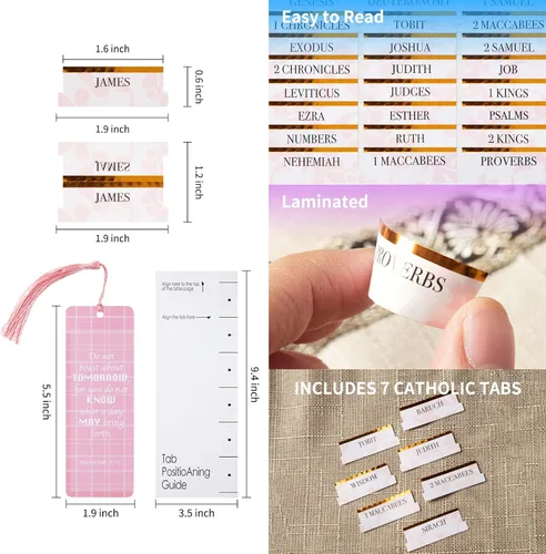 Vista 7 de Pestañas bíblicas para mujeres/hombres/niños, 96 pestañas de índice laminadas en total para estudio, suministros de diario, regalo cristiano, 7