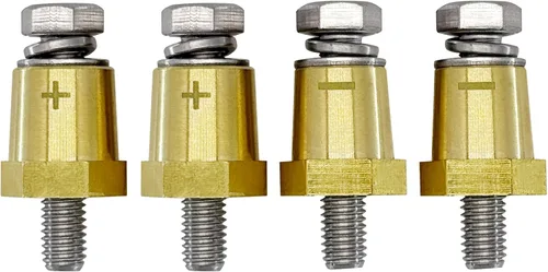 Vista 10 de Ampper Postes de carga de terminal de batería de latón macho de rosca M8, adaptador de poste de batería M8 (+/-) para extensión, paquete de 2 M8