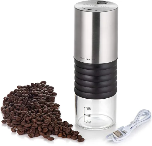 Vista 9 de Molinillo de café manual Mixpresso, molinillo de especias manual, frascos de vidrio, rebaba de cerámica, molienda ajustable, fácil de limpiar