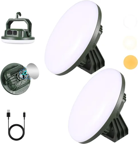 Vista 13 de VAVOFO Linterna LED de Campamento Recargable de 30W, 3000LM, 124 LED con 3 Modos de Iluminación, Luz Portátil para Tienda de 7200mAh con Imán