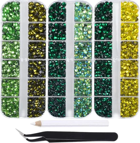 Vista 14 de Massive Beads Más de 9500 diamantes de imitación termoadhesivos redondos de vidrio con parte trasera plana para hacer tú mismo con 1 pinza y 1 12