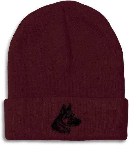 Vista 35 de Gorros personalizados para hombre, sombreros de invierno bordados de cabeza de pastor alemán negro para mujer, gorra de cráneo de acrílico, 1