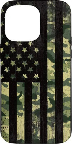 Vista 21 de iPhone 16 American Flag Camo Camouflage Black Patriotic Pride Case