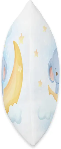 Vista 2 de Lindo bebé elefante en la luna con estrellas I cuarto de bebé decoración almohada