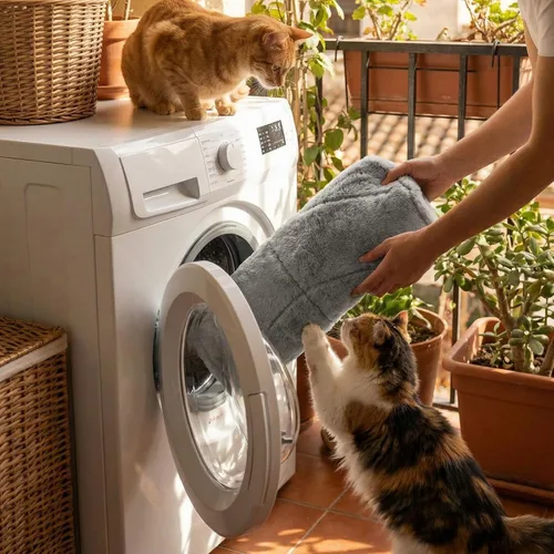 Vista 6 de Warming - Tapete de cama para gatos con forma de hojas, almohadilla de Gris