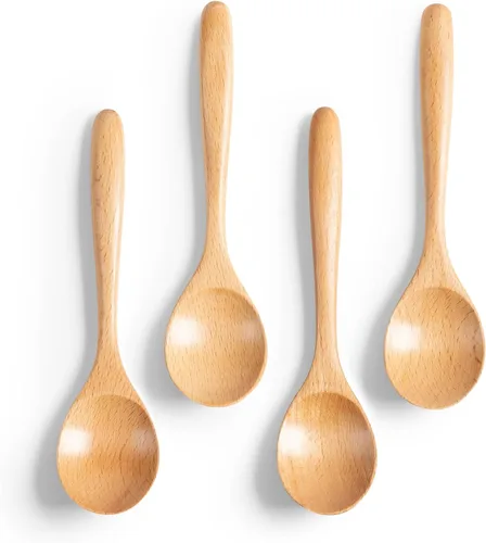Vista 7 de 2 PCS Cucharas de Madera para Miel, Cucharas de Madera Pequeñas de 6.7 Pulgadas - Excelentes para Té, Café y Sopa, Pequeño Juego de Cucharas de Mesa
