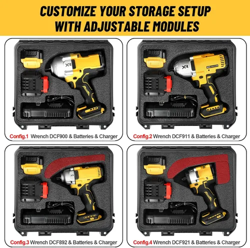 Vista 3 de Estuche para llave de impacto y dinamométrico Dewalt - Caja de herramientas dura impermeable Design for Dewalt Set, Power Tool Combo Kit Bag for