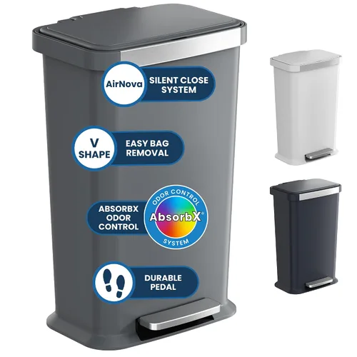 Vista 13 de iTouchless SoftStep 2.0 - Cubo de basura de cocina de 20 galones con absorbente de olores AbsorbX, cubo de basura grande de acero inoxidable