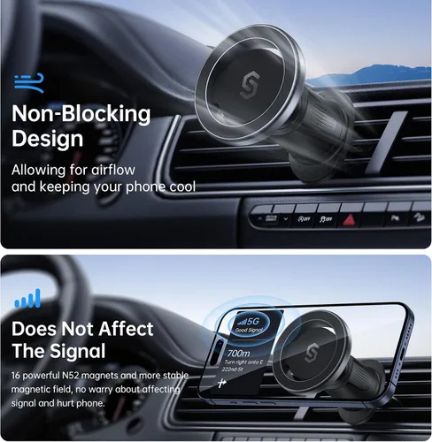 Vista 7 de SYNCWIRE Soporte de Coche para MagSafe, Soporte Magnético de Teléfono con Rotación Flexible para Ventilación de Coche, Soporte de Teléfono con Clip