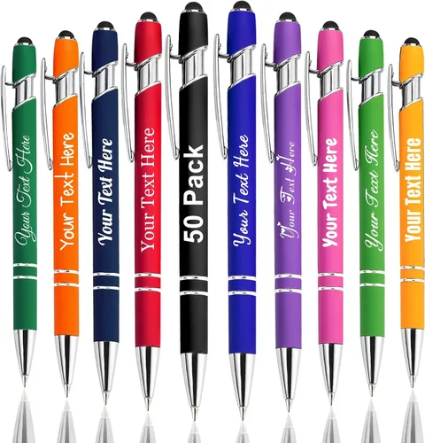 Vista 82 de Hasta 300 bolígrafos personalizados a granel con nombre personalizado con grabado gratis, puntas de lápiz capacitivo grabado, bolígrafo