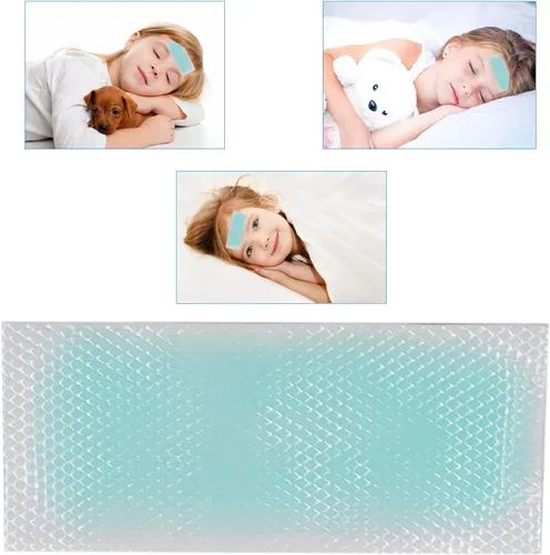 Vista 4 de 60 hojas de parches de gel refrescante para la fiebre, tiras refrescantes para la frente, láminas de gel refrescante para aliviar el dolor
