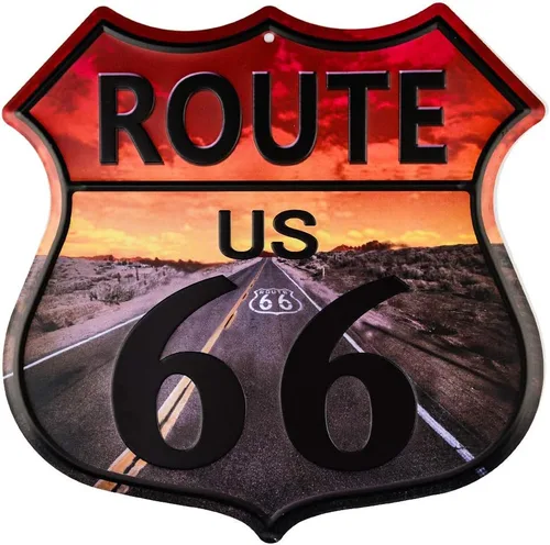 Vista 10 de Letrero de metal retro Route 66 de 11 x 11 pulgadas con montaje en pared y accesorios de montaje