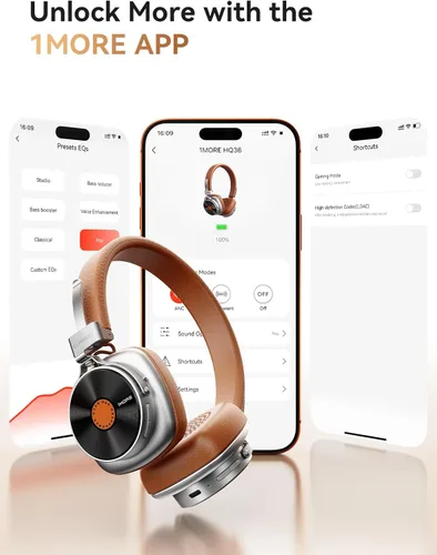 Vista 8 de 1MORE Auriculares inalámbricos clásicos HQ36, audio de alta resolución Marrón