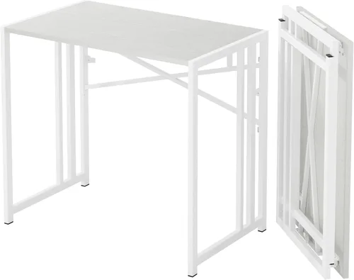 Vista 42 de Lutown-Teen Escritorio pequeño plegable de 32 pulgadas, escritorio pequeño de oficina sin necesidad de montaje, escritorio para computadora de Beige
