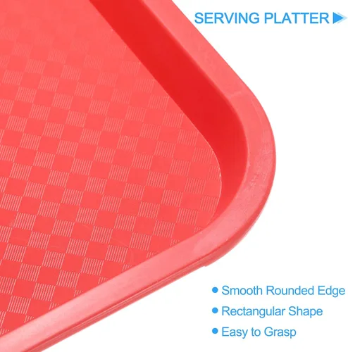 Vista 3 de uxcell Bandejas de plástico de comida rápida a granel de 10 x 14 pulgadas, bandejas rectangulares para servir, bandejas de cafetería, platos