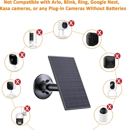 Vista 3 de Zivif Panel solar de 2 W para cámaras de seguridad, cargador solar con puerto micro USB y USB-C para cámara de seguridad de batería recargable
