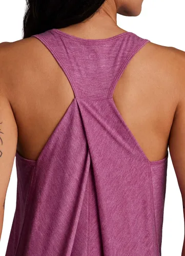 Vista 4 de RBX Active - Camiseta de tirantes para mujer con espalda en T, fluida, para yoga y entrenamiento con detalle de moda Baton Rouge