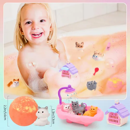 Vista 5 de Bombas de baño para niños con sorpresa en el interior, bombas de baño con juguetes para niños y niñas, bolas gaseosas hechas a mano, juego de regalo