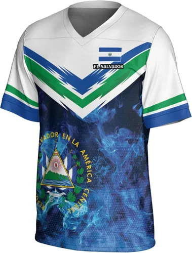 Vista 3 de Camiseta de fútbol de El Salvador personalizada de El Salvador Jersey de fútbol de El Salvador para hombres, camisas de El Salvador 3D