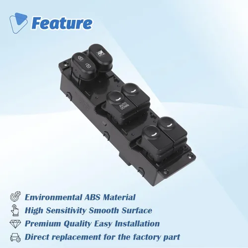 Vista 5 de Power Master - Botón de control para interruptor de ventanilla delantero izquierdo del lado del conductor compatible con Hyundai Accent 2011, 2012
