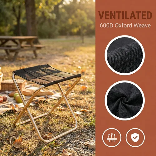 Vista 7 de Mini taburete de campamento plegable y ligero, silla portátil para exteriores, reposapiés para pesca, senderismo, jardinería y playa, tela Oxford