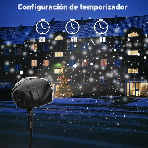 Vista 7 de Proyector de luz de nieve de Navidad, luces de proyector de vacaciones con control remoto, luces giratorias de caída de nieve, iluminación