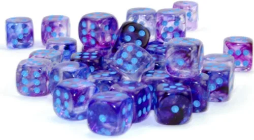 Vista 2 de Chessex Nebula 0.472 in d6 Nocturnal/Blue w/Luminary Dice Block (36 dados)