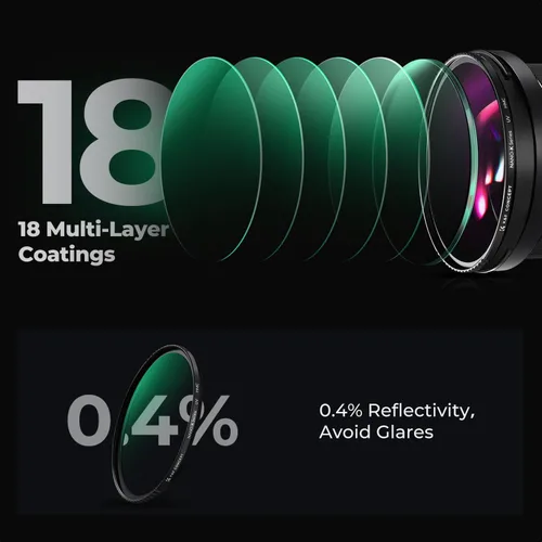 Vista 6 de K&F CONCEPT 37mm Filtro de Protección de Lente MCUV 18 Multi-Capa Filtro de Lente de Cámara PVS-14 Filtro UV de Visión Nocturna Ultra Delgado