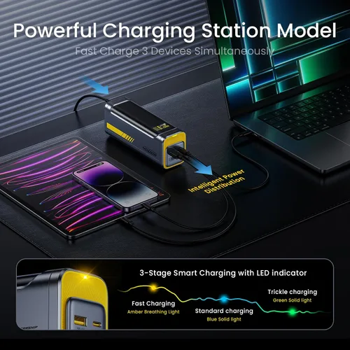 Vista 4 de AOHI Banco de energía para portátil PD3.1 de 140 W, estación de carga rápida de 40000 mAh, The Future Starship 2 en 1, cargador portátil grande