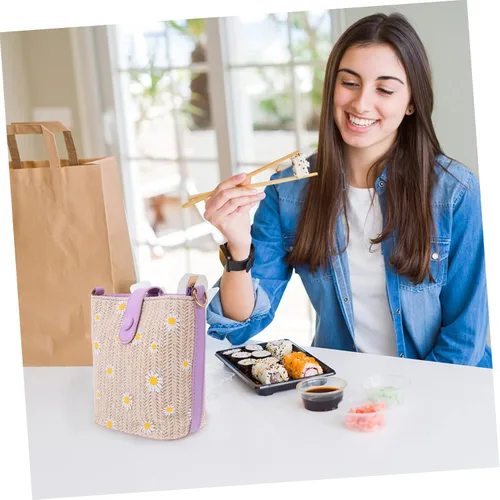 Vista 9 de VALICLUD 1 bolso de mensajero para mujer, bolsos de hombro para mujer, bandolera con patrón de ratán, bolso de hombro para niña