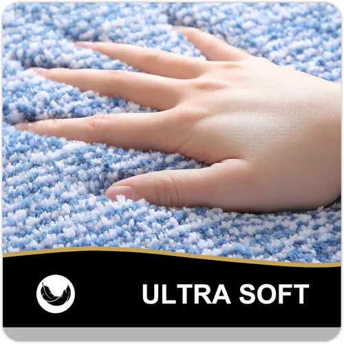 Vista 5 de OLANLY Alfombra de baño e inodoro en forma de U, tamaño de alfombra de baño 30 x 20 pulgadas y alfombra de inodoro de 24 x 20 pulgadas, color azul
