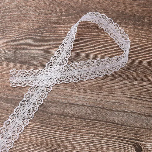 Vista 6 de Cinta de encaje blanco de 54.6 yardas, rollos de encaje de ganchillo vintage con borde festoneado para coser bricolaje, manualidades, cinta de boda