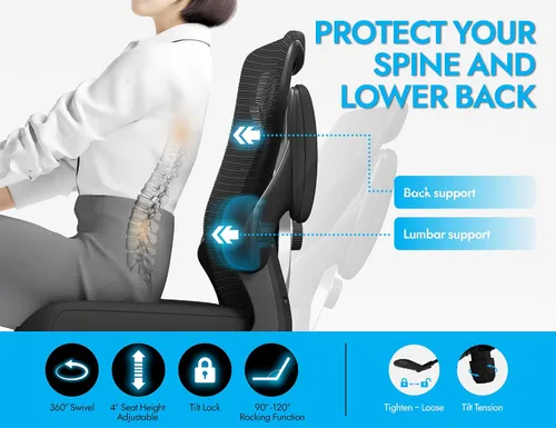 Vista 3 de Ergalithic Silla ergonómica de oficina – Sillas de escritorio de computadora en forma de X cómodas, silla de juegos de malla con respaldo alto