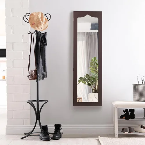 Vista 2 de HAPPYGRILL Armario de joyería montado en la pared, organizador de joyas con cerradura con espejo de longitud completa, 6 cajones y 5 LED, armario