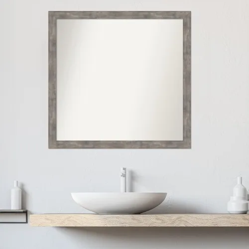 Vista 566 de Amanti Art Silver Bathroom Mirror for Over Sink, 26x35 Custom Made Marred Pewter Rectangle Vanity Mirror, Large Casual Wood Frame, Hangs Horizonally