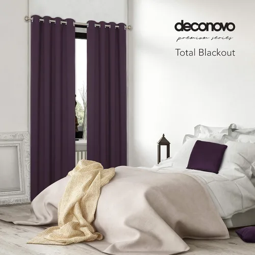 Vista 26 de Deconovo Cortinas opacas 100% con forro negro, cortinas con ojales aisladas térmicamente que reducen el ruido, doble capa para oscurecer