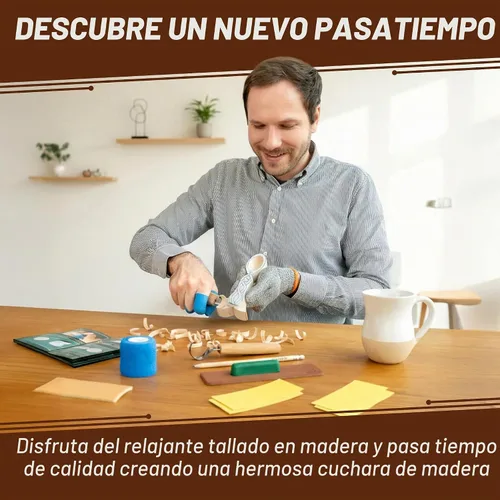 Vista 2 de Kit de tallado de cuchara de madera BeaverCraft para principiantes DIY04 - Juego de tallado incluye herramientas de tallado de cuchara, cuchillo