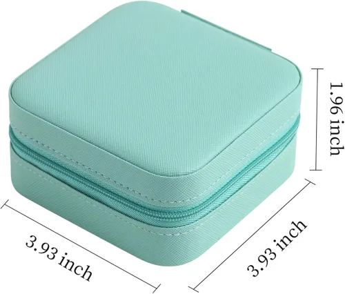 Vista 5 de Casegrace - Mini joyero portátil de viaje de cuero para joyas, organizador de anillos, caja de regalo para niñas y mujeres