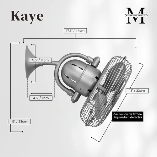Vista 3 de Matthews KC-BN - Kaye Brushed Nickel Ventilador de pared para exterior de 13" con control de pared, KC-BN, 47watts, 110 volts