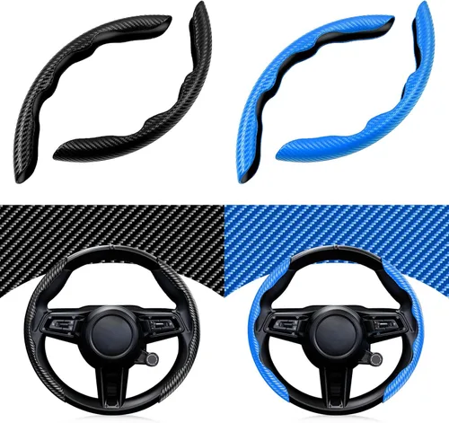 Vista 16 de Cartist Funda de volante de fibra de carbono, antideslizante, para hombres y mujeres, duradera, accesorio universal para automóvil (negro)