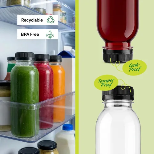 Vista 4 de EconoHome Paquete de 100 botellas redondas de jugo de 16 onzas, sin BPA