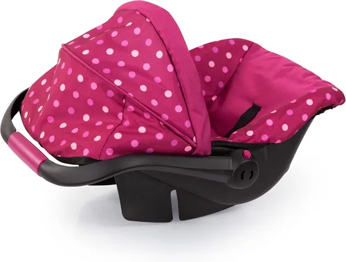 Vista 4 de Bayer Design - Asiento de automóvil de lujo con toldo para muñeca bebé, lunares, rosado