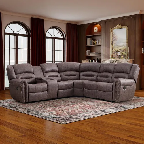Vista 26 de EBELLO Silla reclinable manual de cuero sintético, silla reclinable individual clásica con cómodo apoyabrazos y respaldo, mueble para sala de estar