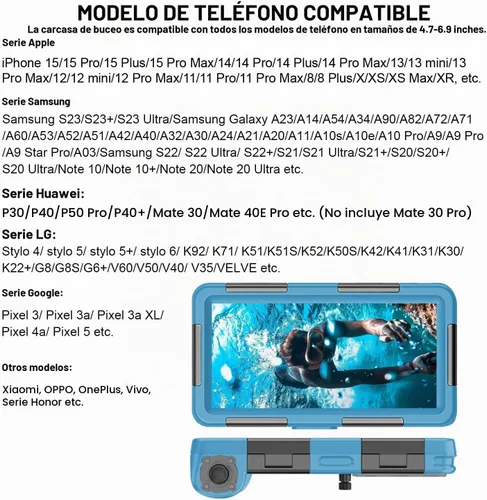 Vista 3 de ShellBox Case Funda de buceo de 2ª generación para teléfono/serie Samsung Galaxy, teléfonos universales [4.9-6.9 pulgadas], snorkel [15m/50ft]