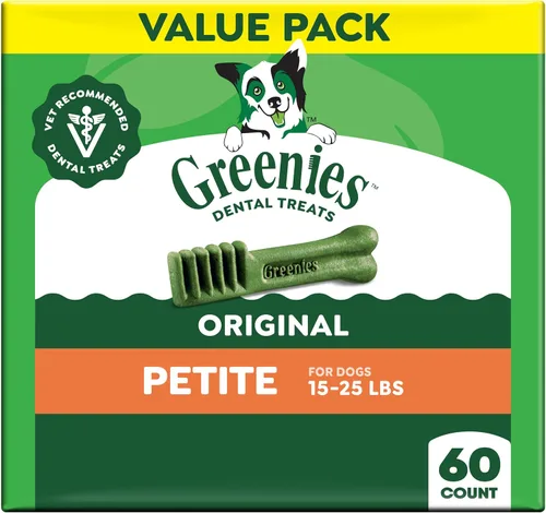 Vista 13 de Greenies Golosinas dentales naturales para perros adultos recomendadas por veterinarios, tamaño pequeño, sabor original, paquete de 3 onzas, 5