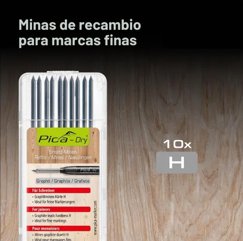 Vista 2 de Pica Seco – Paquete de 10 minas H de grafito (con paquete de ampolla)