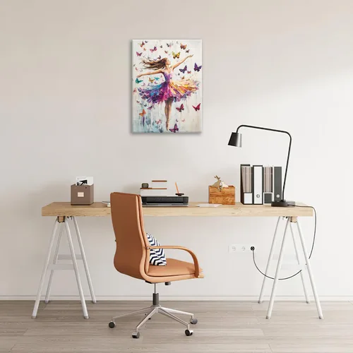 Vista 2 de Olivine Arte de Pared de Bailarina, Imágenes de Ballet de Mariposa Decoración de Pared, Impresiones Coloridas en Lienzo de Bailarina, Pintura