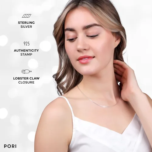 Vista 8 de PORI JEWELERS Cadena de serpiente italiana mágica de plata de ley 925 de 0.039 pulgadas, 8 caras, para mujer, fabricada en Italia